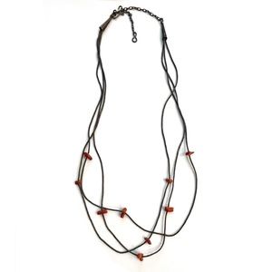 Old Pawn Vintage Navajo Liquid (Sterling) Silver Red Coral Necklace